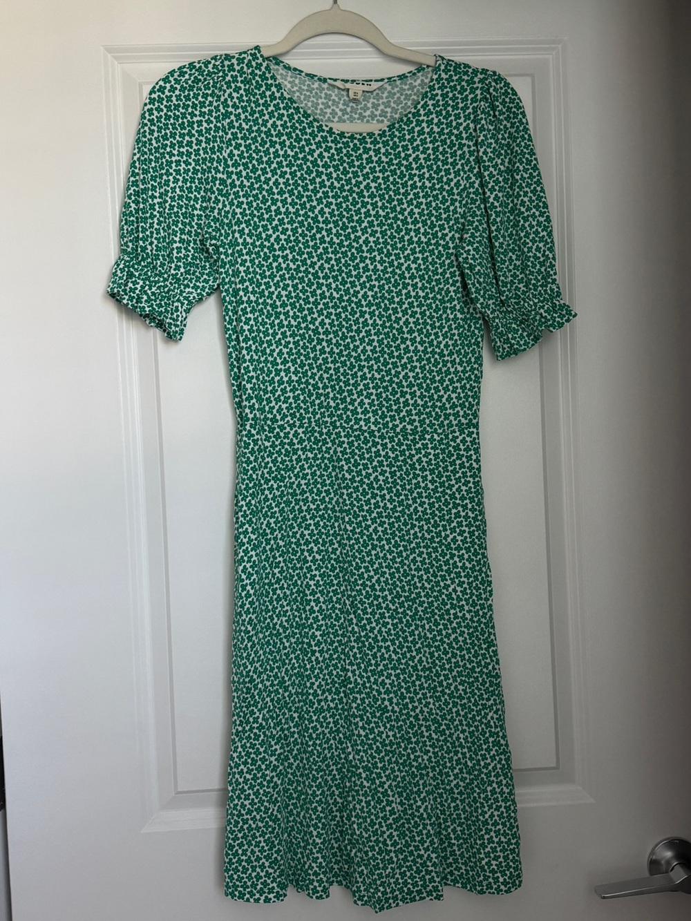 Boden Green White Floral Midi Dress